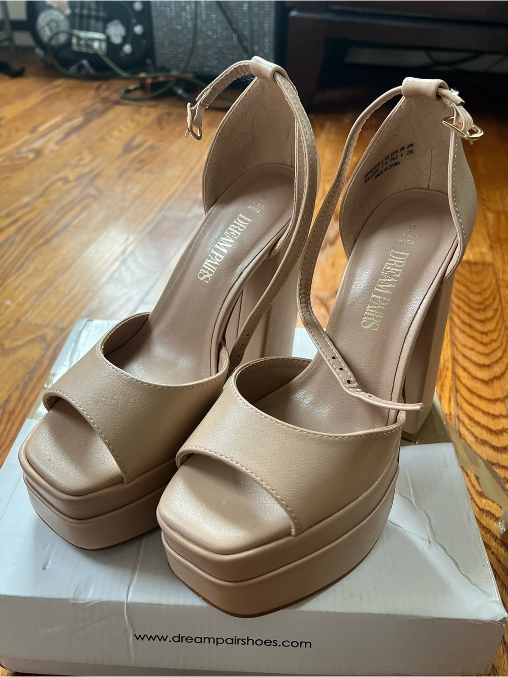 Dream Pairs Women's Nude Platform Ankle-Strap Heels
